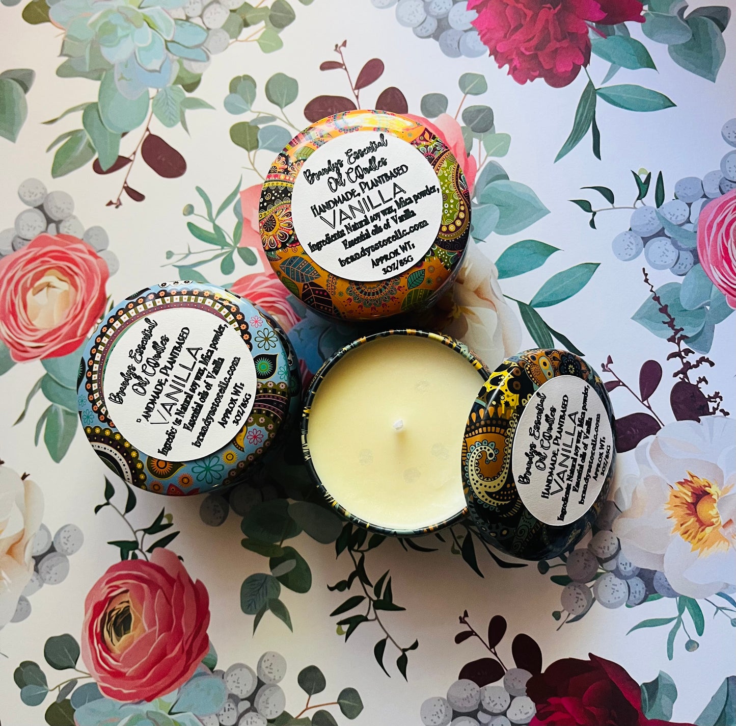 Vanilla essential oil candle