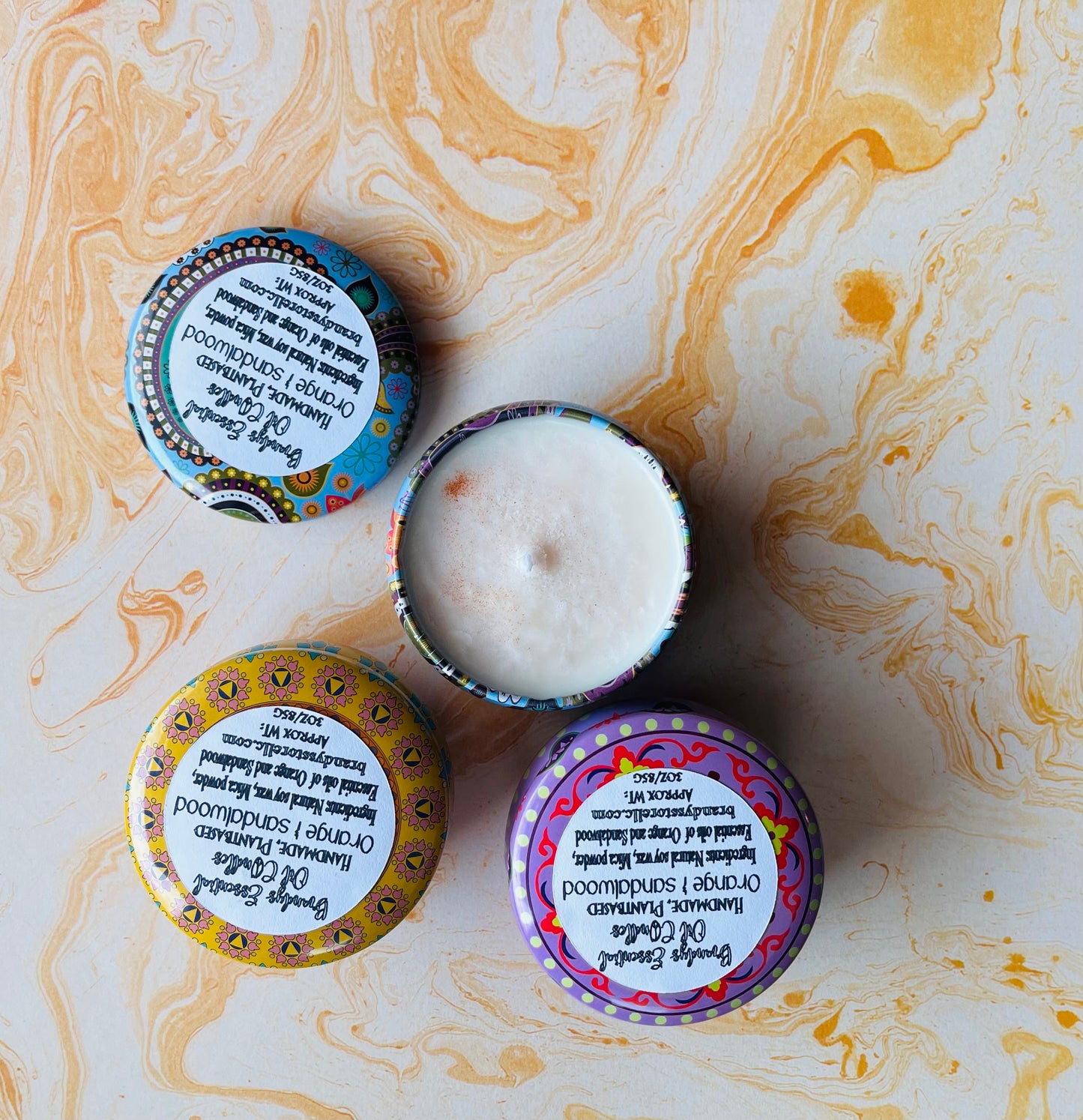 Orange and sandalwood candle