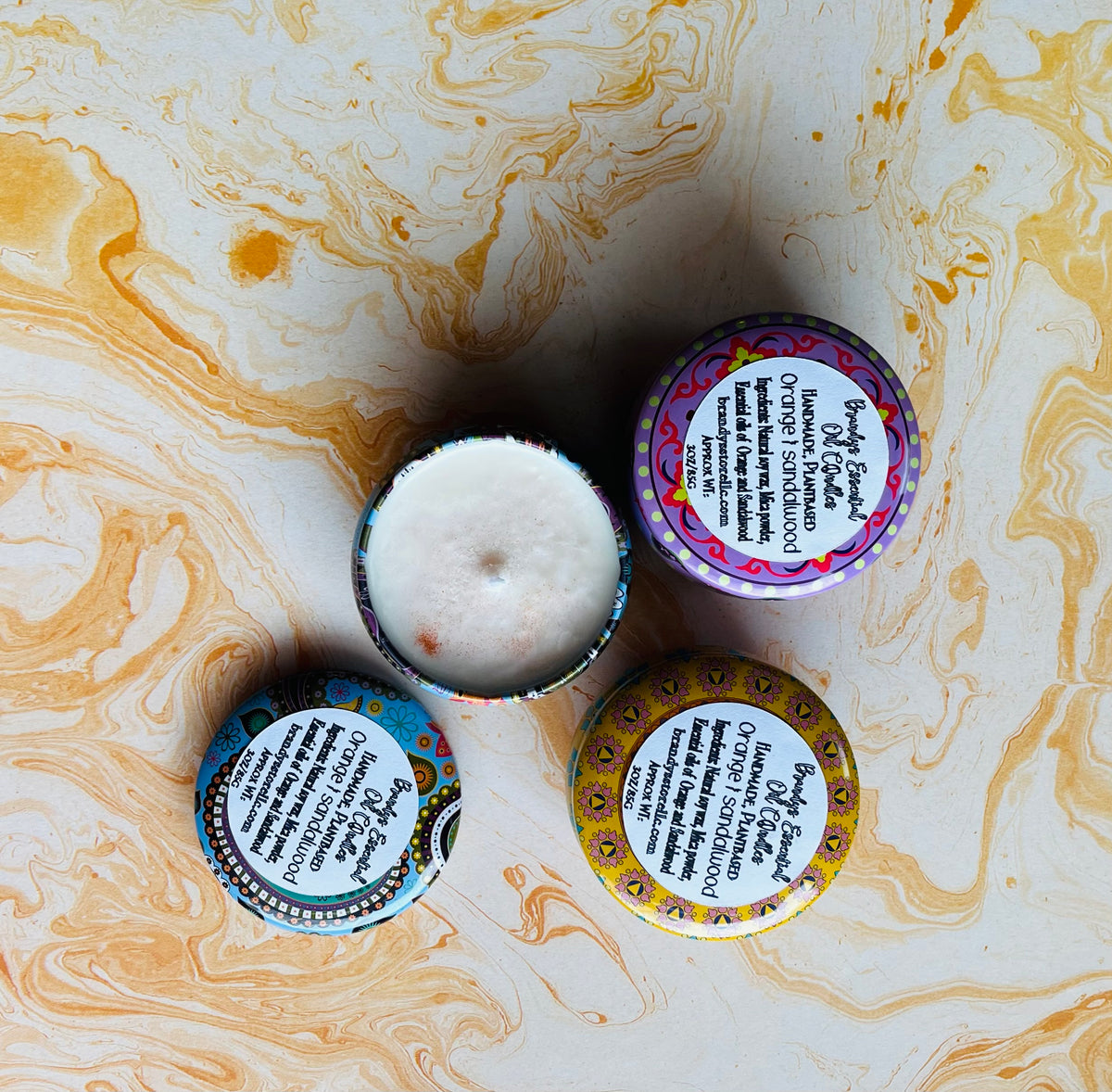 Orange and sandalwood candle