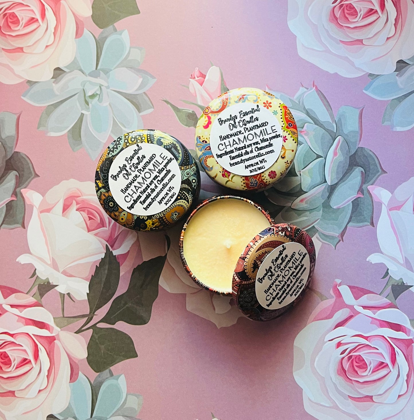 Chamomile essential oil candle