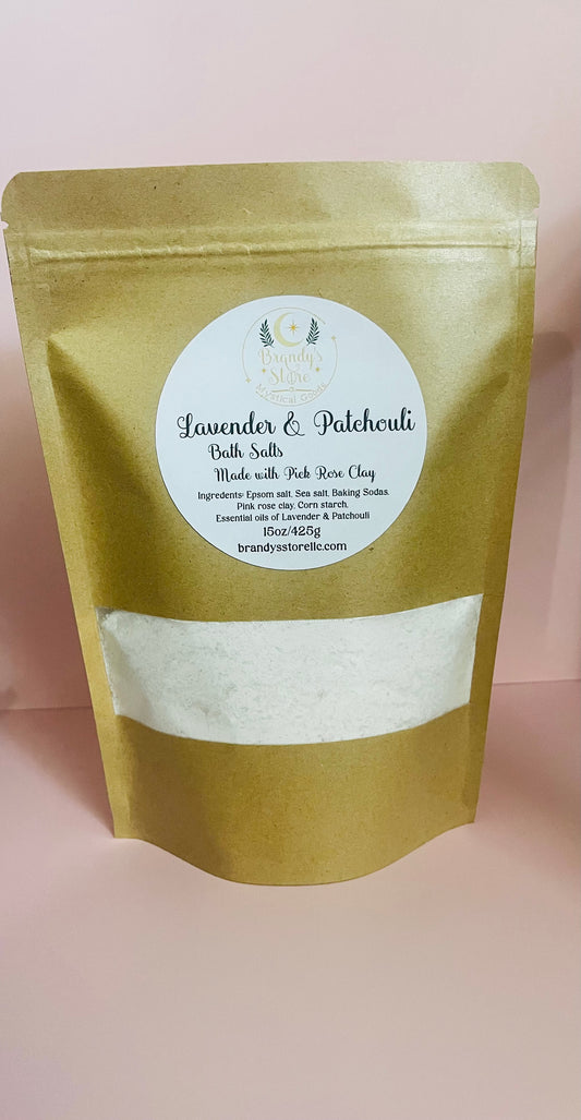 Lavender & Patchouli Bath Salts (with pink rose clay)