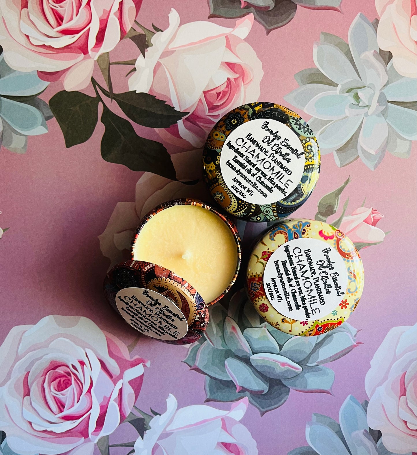 Chamomile essential oil candle