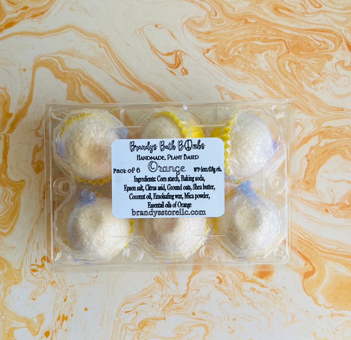 Orange mini bath bombs (pack of 6)